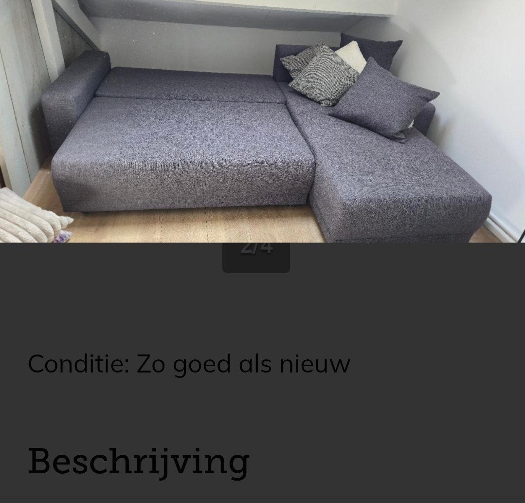 Te koop Slaapbank, hoekopstelling, Tweepersoons, Ophalen of Verzenden, Zo goed als nieuw, Overige maten
