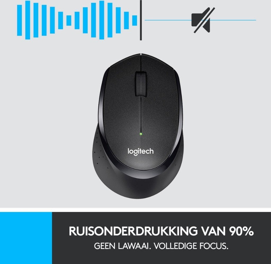 Logitech B330 Silent Plus - Stille Draadloze Muis - Zwart, Rechtshandig, ‘LOGITECH’, Info@currentcomponents.nl, Nieuw