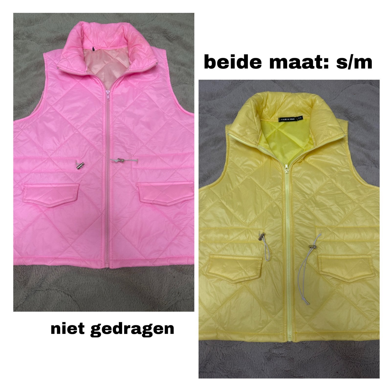 Elja Gewatteerd Bodywarmers Roze/Geel - Maat S/M, Kleding | Dames, Bodywarmers, Ophalen of Verzenden, Nieuw, Maat 36 (S), Roze