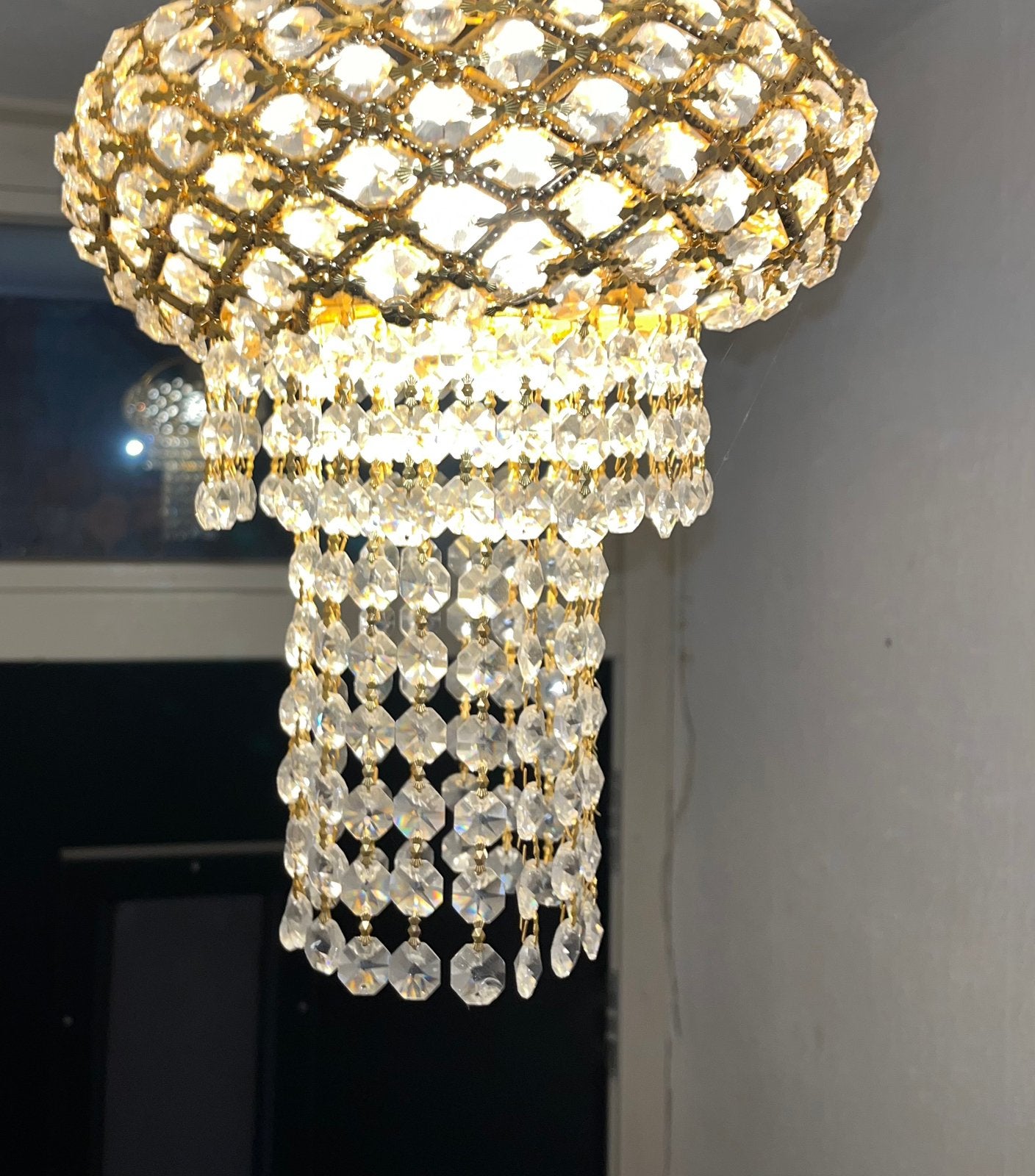 Swarovski Kristal Bladgoud Lamp - AAA+ kwaliteit, Huis en Inrichting, Lampen | Kroonluchters, Ophalen of Verzenden, Zo goed als nieuw