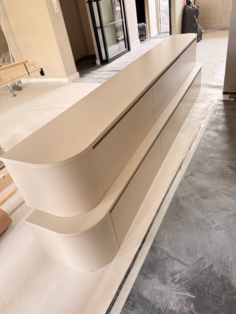 Japandi tv meubel Beige  240x32x28, Ophalen, Japandi, Nieuw, 200 cm of meer