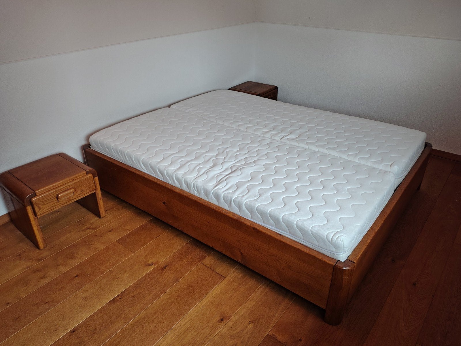Eikenhouten bed, Ophalen, Gebruikt, Tweepersoons, Hout