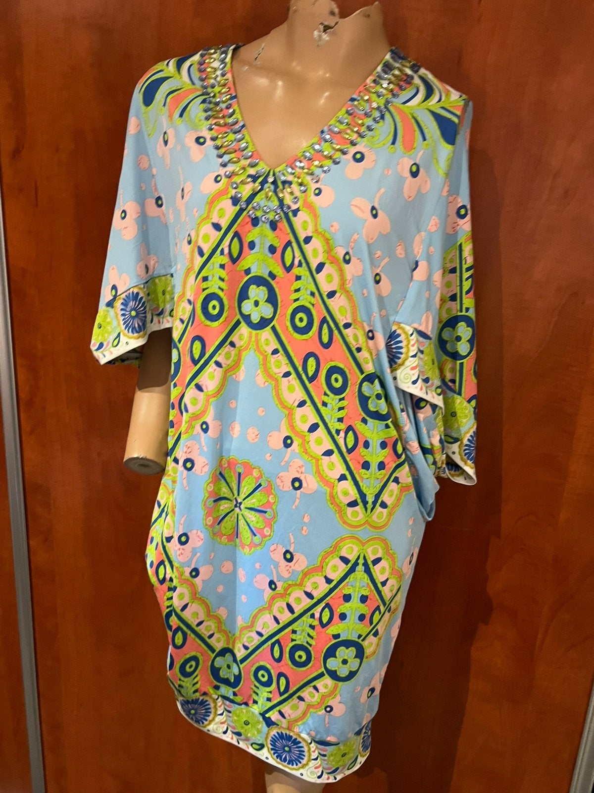 K-DESIGN jurk met strass maat m zgan, Maat 38/40 (M), K-design, Blauw, G