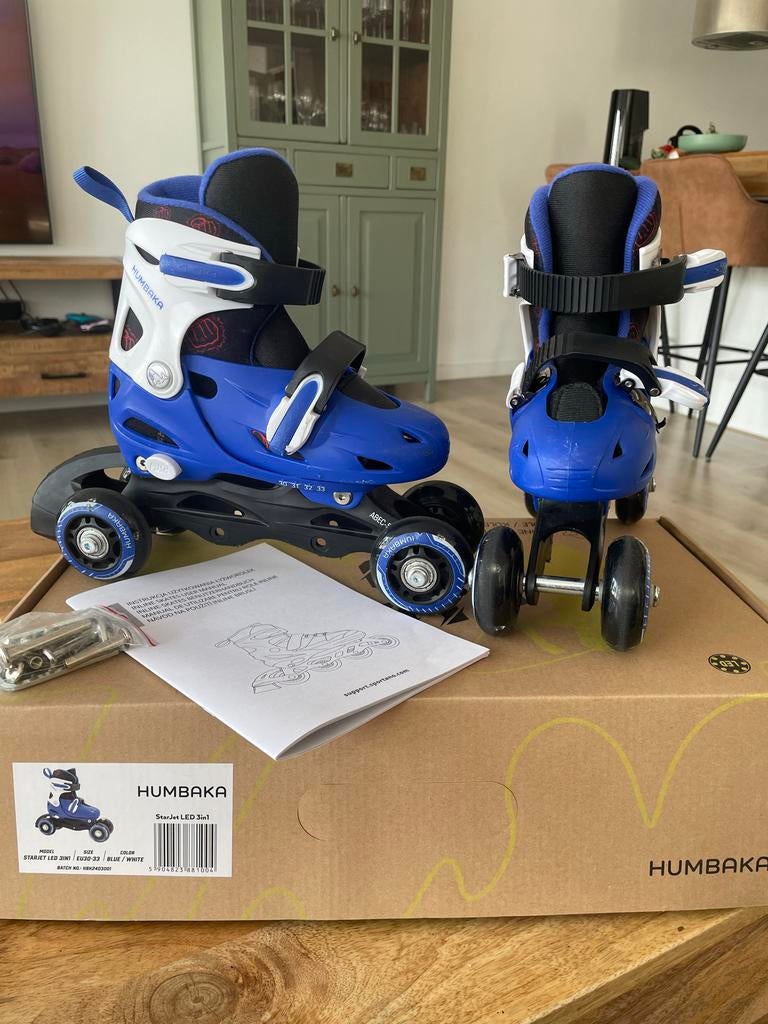 Humbaka 3-in-1 verstelbare rolschaatsen/inline skates, Verstelbaar, Kinderen, Ophalen of Verzenden, Zo goed als nieuw