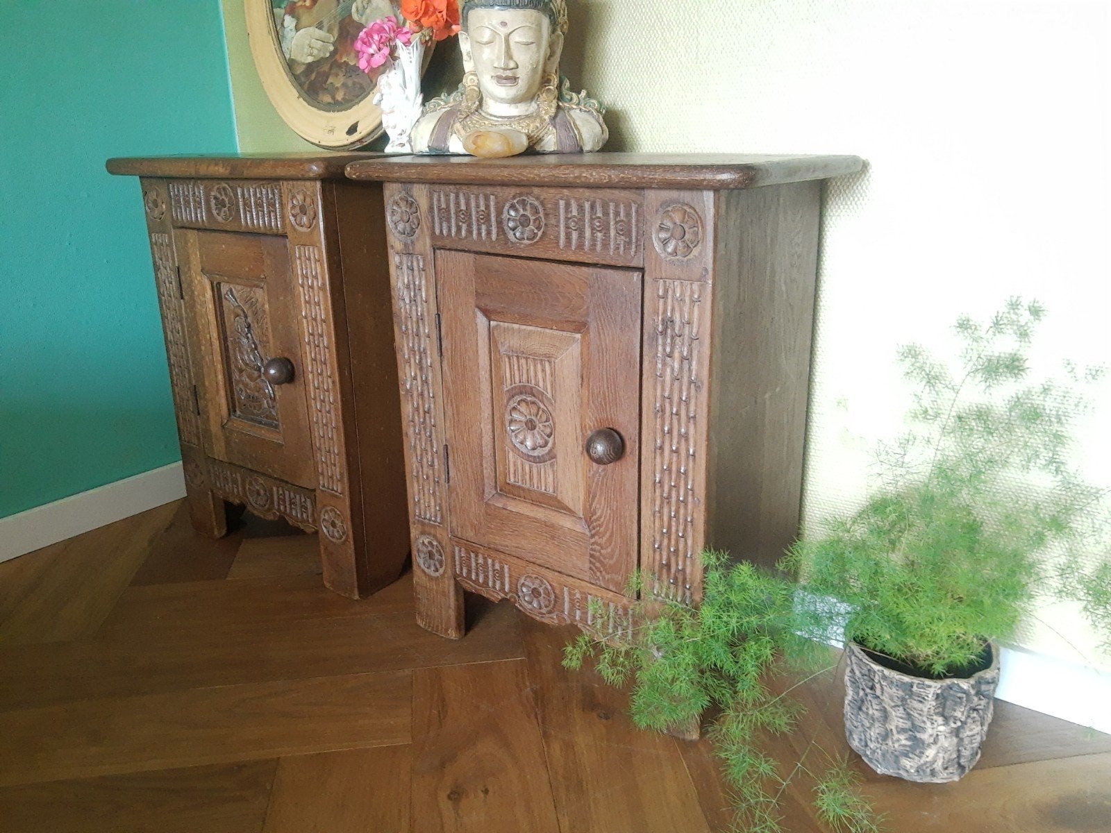 Unieke set antiek Arts& Crafts Art-Nouveau eiken kastjes '10, Ophalen of Verzenden