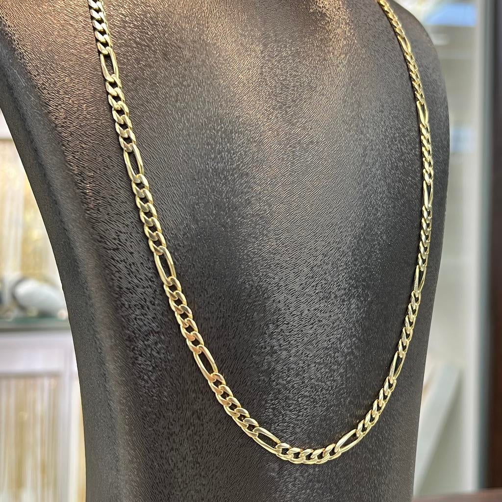 14k gouden ketting figaro schake massief, Ophalen of Verzenden, Zo goed als nieuw, Goud