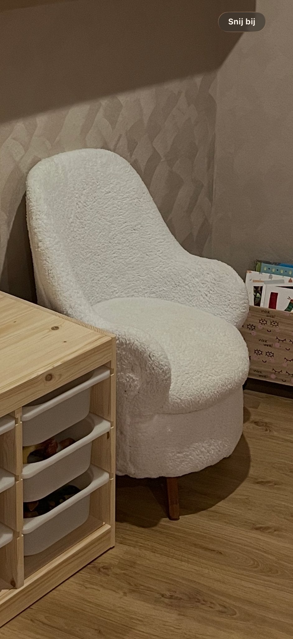Webbing kinders fauteuil, Huis en Inrichting, Stoelen, Gebruikt, Wit, Ophalen of Verzenden, Eén