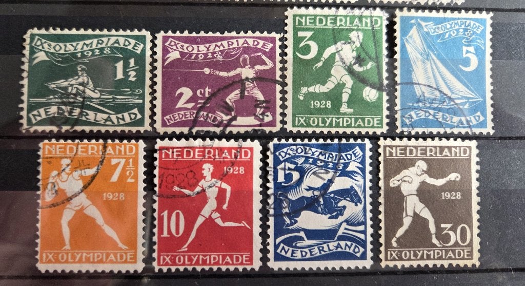 NVPH 212-219 gestempeld. Olympiade 1928 (4)., Verzenden, T/m 1940, Gestempeld