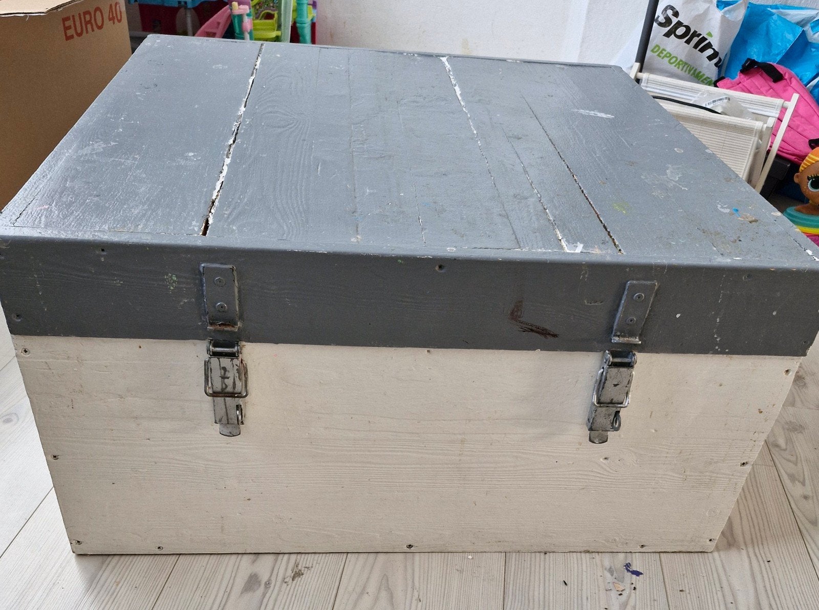 Houten kist met deksel - opbergruimte, zitje of tafel, Ophalen, 50 tot 100 cm, 75 tot 100 cm, 5 – 50