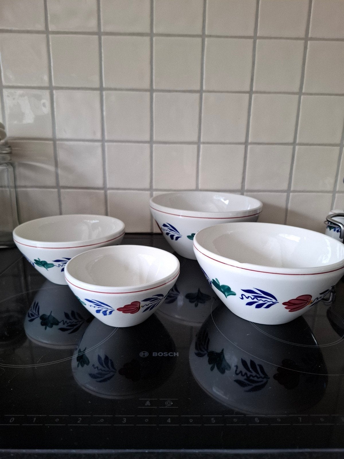 4 Boerenbont schalen, Ophalen of Verzenden