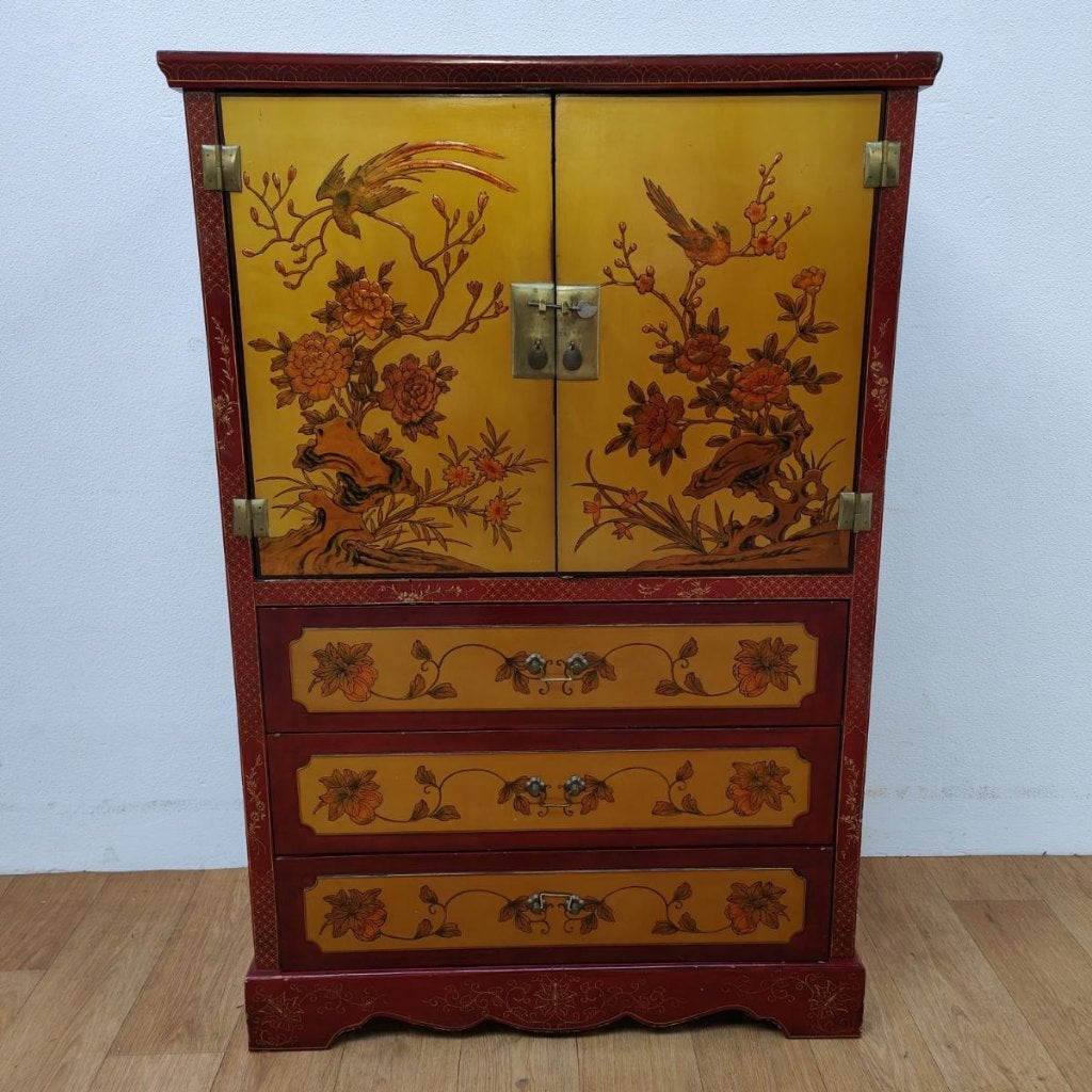 Vintage Chinese bruidskast servieskast buffetkast Chinoise 3, Huis en Inrichting, Valkenswaard, Gebruikt, 100 tot 150 cm, Info@flashbackfurniture.nl