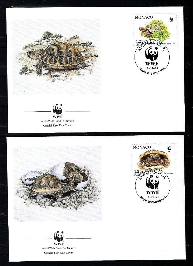 WWF Monaco 4x FDC Mi. 2046/2049 (schildpadden), Ophalen of Verzenden, Dier of Natuur