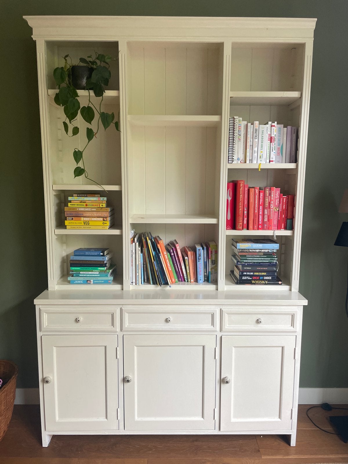 Wit dressoir met boekenkast, Ophalen, Gebruikt, 200 cm of meer, 150 tot 200 cm