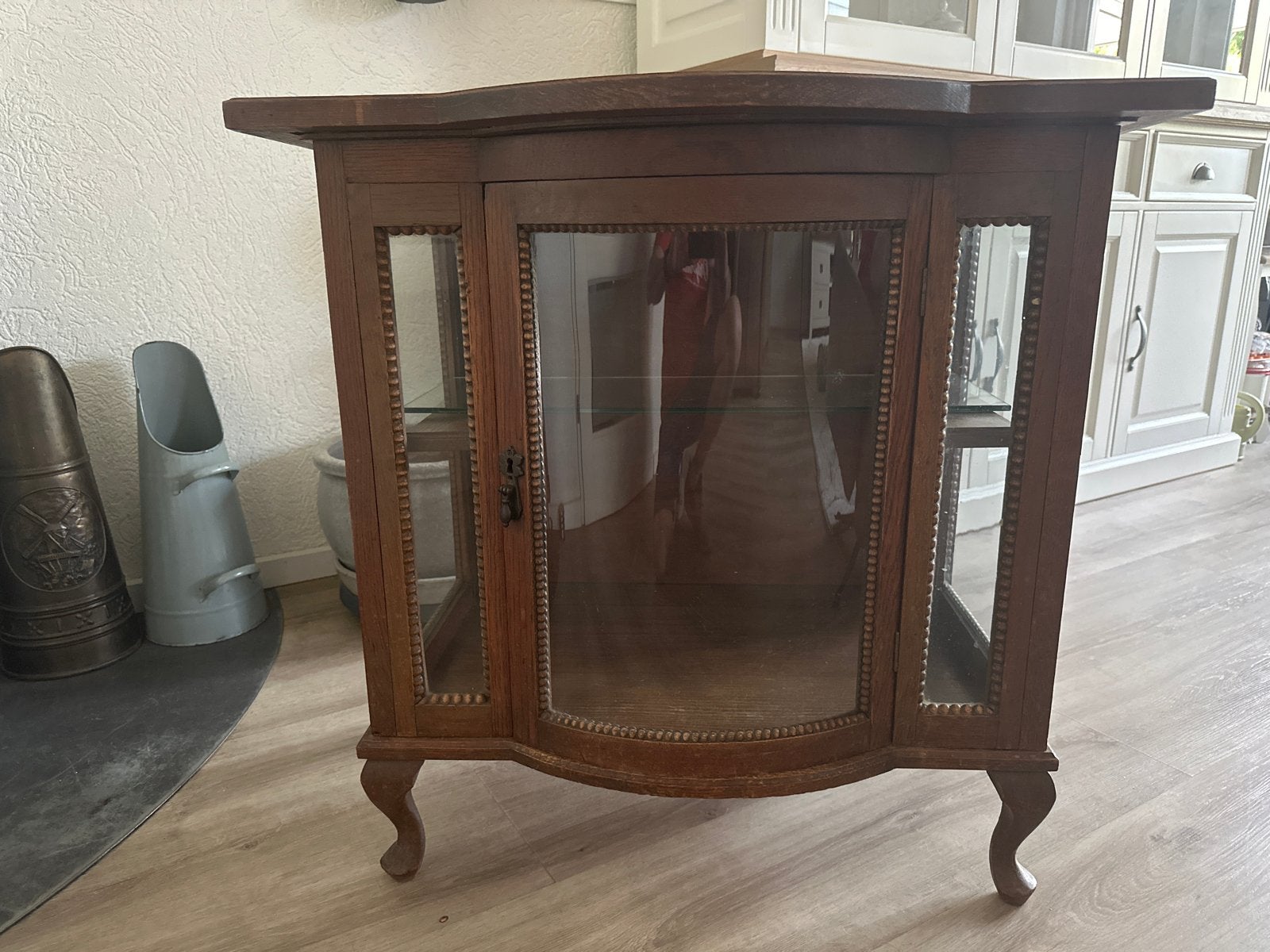 Antieke eiken houten vitrinekast met glazen deuren, Ophalen
