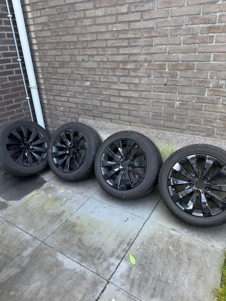 Zwarte BMW Style 413 17 inch 5x120 Velgen Set, Auto-onderdelen, Banden en Velgen, Ophalen, 18 inch, Gebruikt, Banden en Velgen