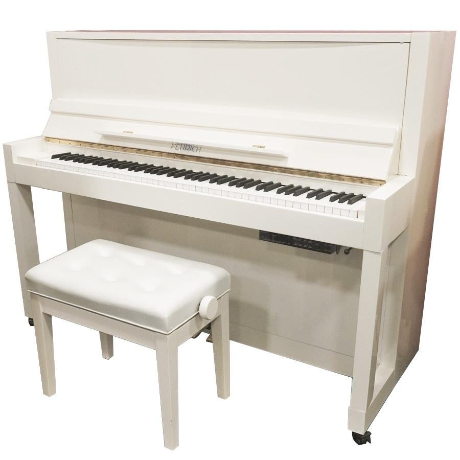 Feurich 1.15 Piano Wit Hoogglans incl. Silent Systeem, Muziek en Instrumenten, Gebruikt, Wit, Ophalen of Verzenden, Piano