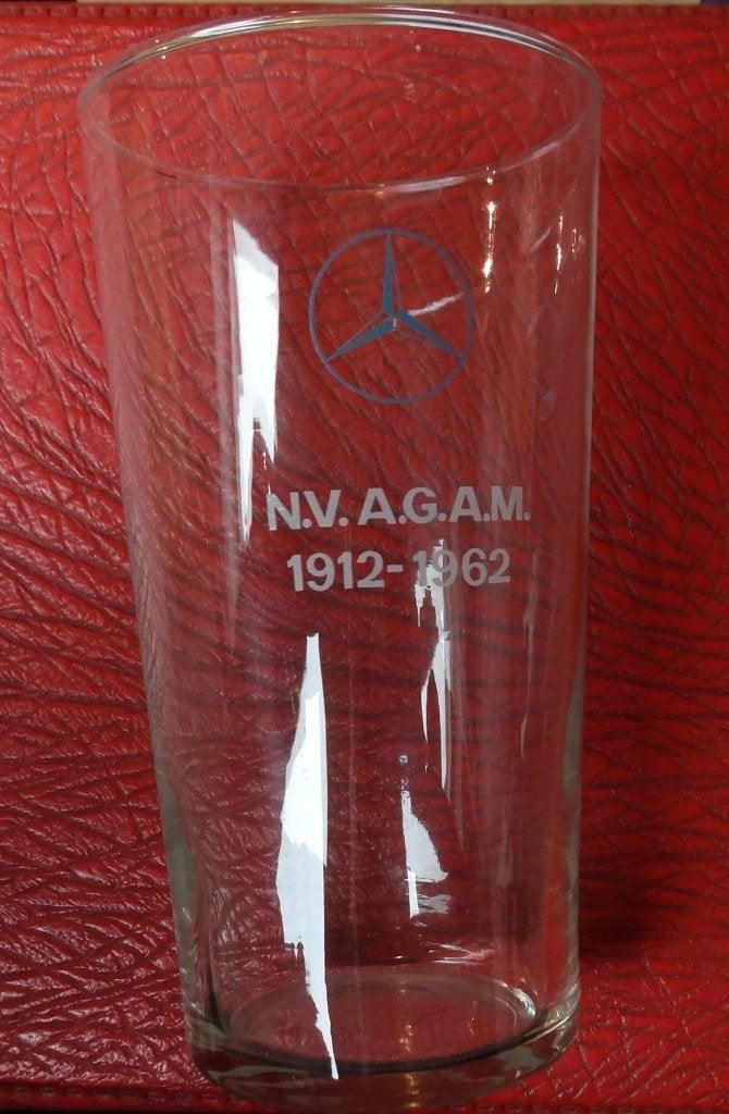 Oud BIERglas uit 1962 van MERCEDES BENZ n.v. A.G.A.M., Verzamelen, Ophalen of Verzenden, Zo goed als nieuw, Auto's