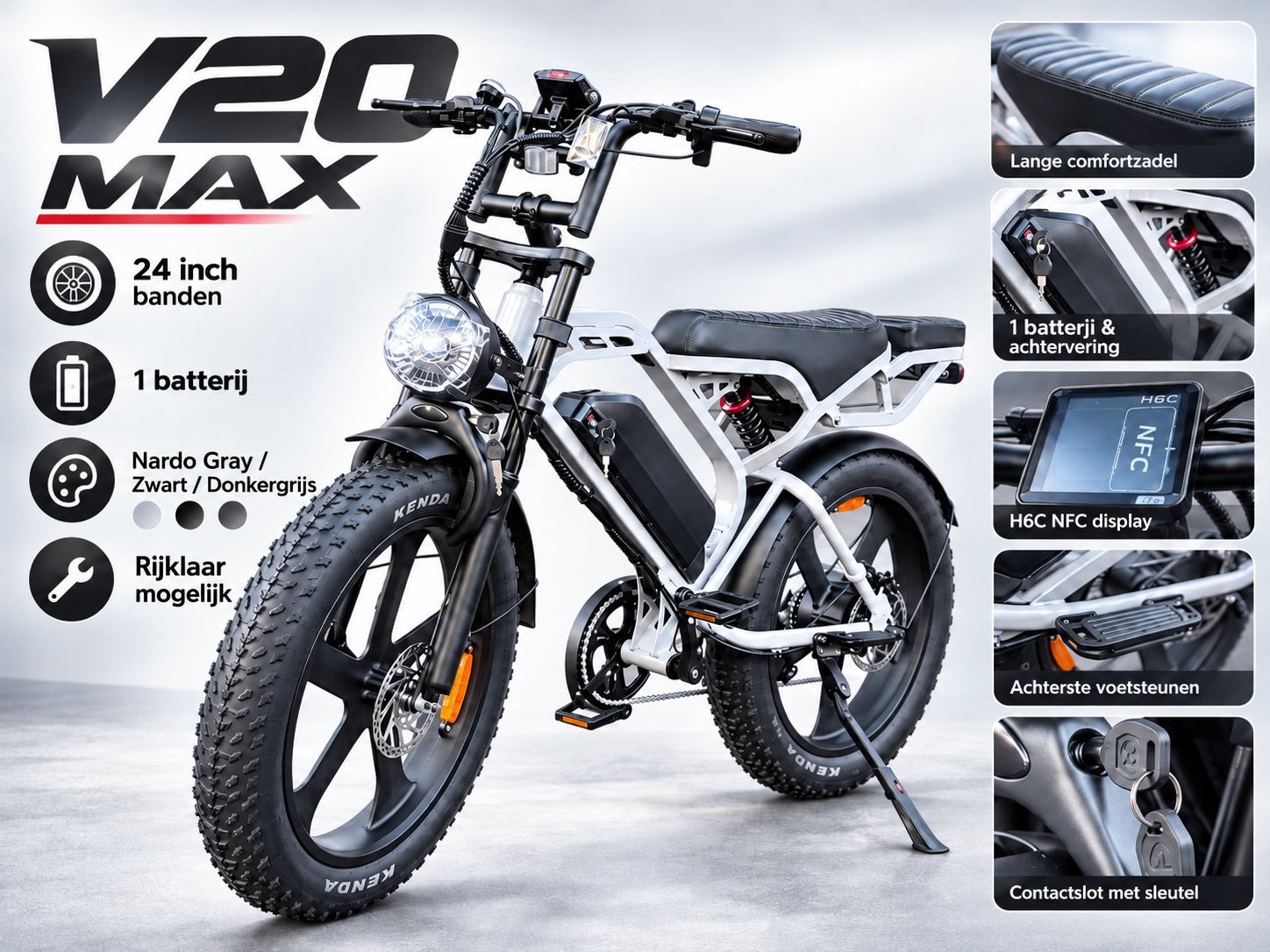 V20 MAX Fatbike – 24 Inch – 18,2Ah Accu – 3 Kleuren – Nieuw!, 59 cm of meer, Ophalen of Verzenden, Zo goed als nieuw, Overige merken