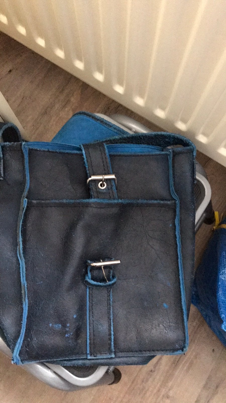 Leren tas, Overige merken, Gebruikt, Blauw, Ophalen of Verzenden