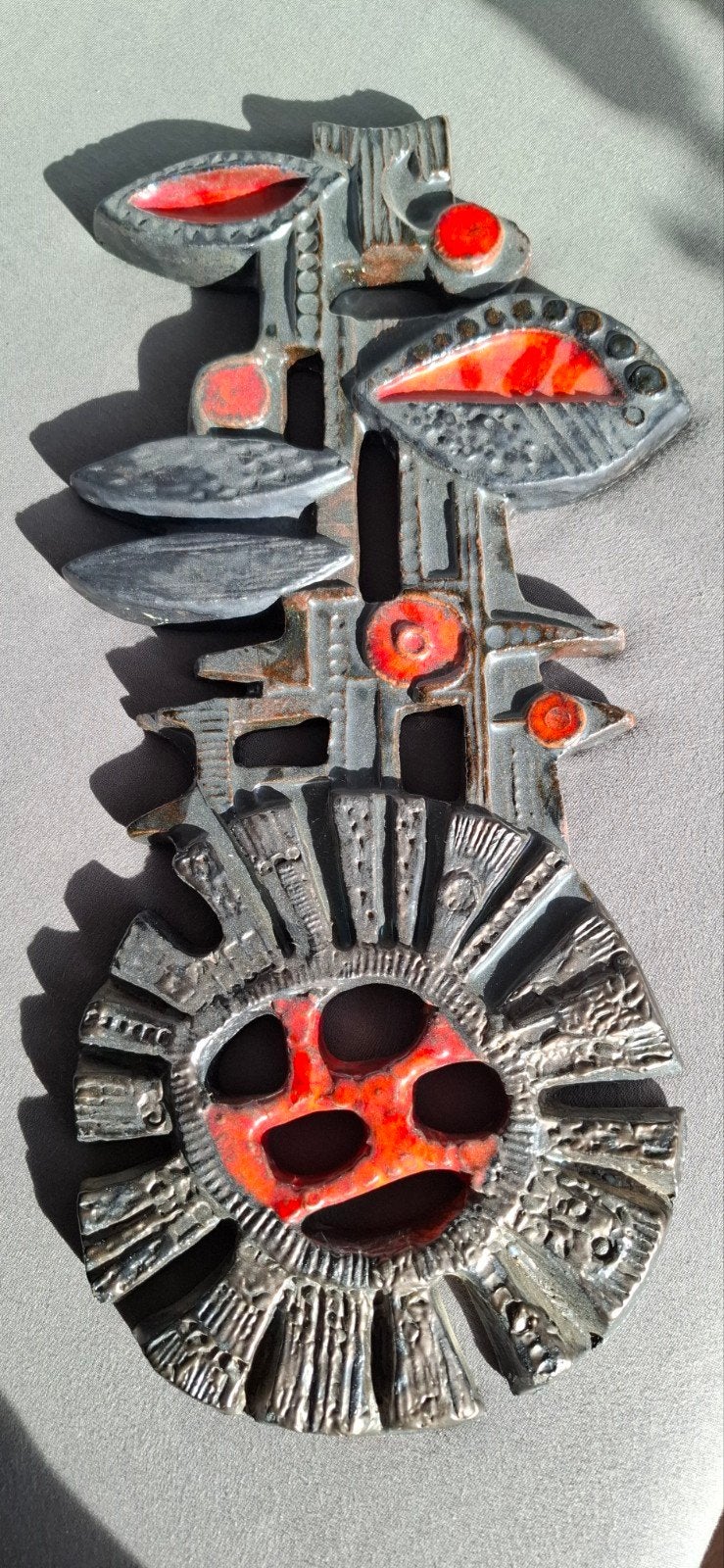 Vintage Perignem wandsculptuur - Paul Vermeire, Geglazuurd, Brutalistisch, Ophalen of Verzenden, Wanddecoratie
