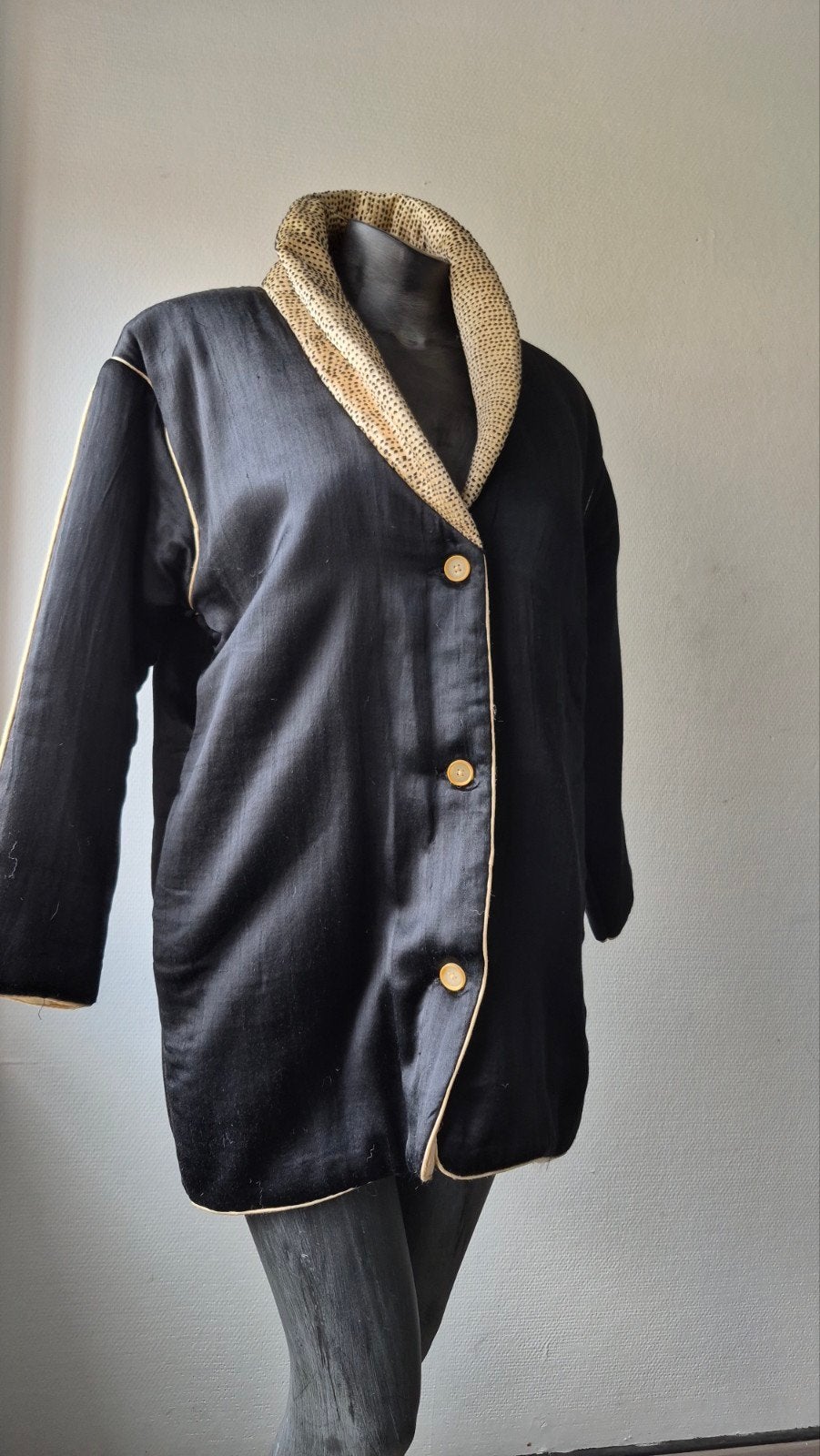 Tigra Tigra Puffy Kantha Mid Coat Zwart Maat S, Kleding | Dames, Zwart, Ophalen of Verzenden, Zo goed als nieuw, Maat 36 (S)