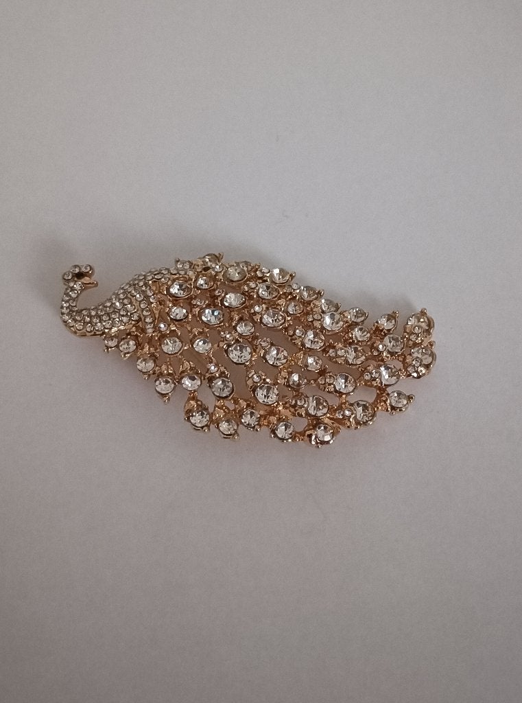Pauw broche, Sieraden, Tassen en Uiterlijk, Broches, Nieuw, Overige materialen, Overige kleuren, 4 tot 7 cm, Met strass, Ophalen of Verzenden