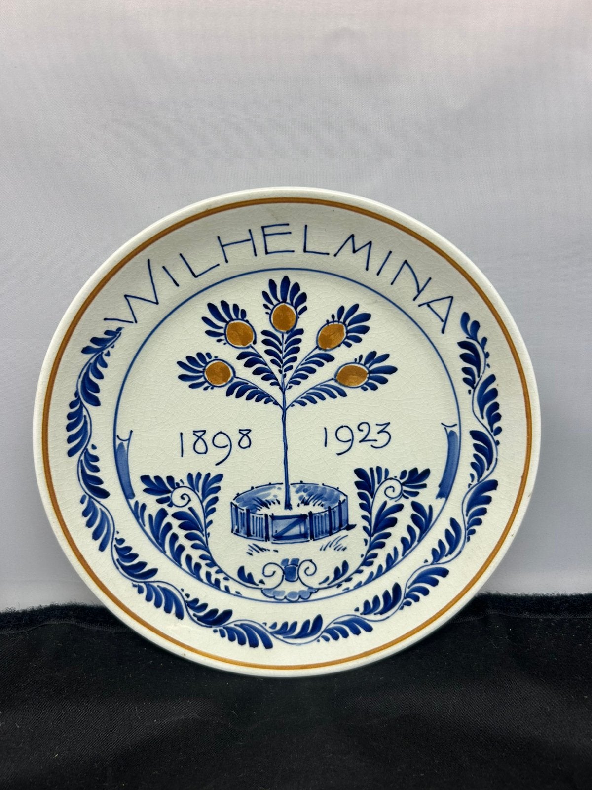 Antiek Royal Delft Wilhelmina Gedenkbord 1923 (1898-1923), Antiek en Kunst, Ophalen of Verzenden