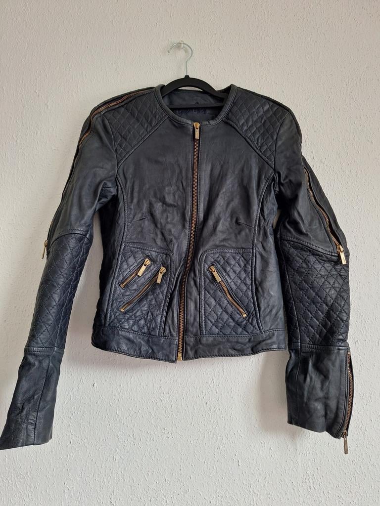 Echte Lamsleren designer damesjas van merk GinGer, Kleding | Dames, GinGer, Ophalen, Zo goed als nieuw, Blauw