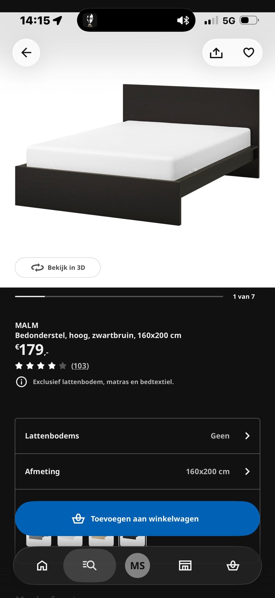 IKEA Malm bed met lattenbodem en 2 lades, Ophalen, Gebruikt, Zwart, Tweepersoons