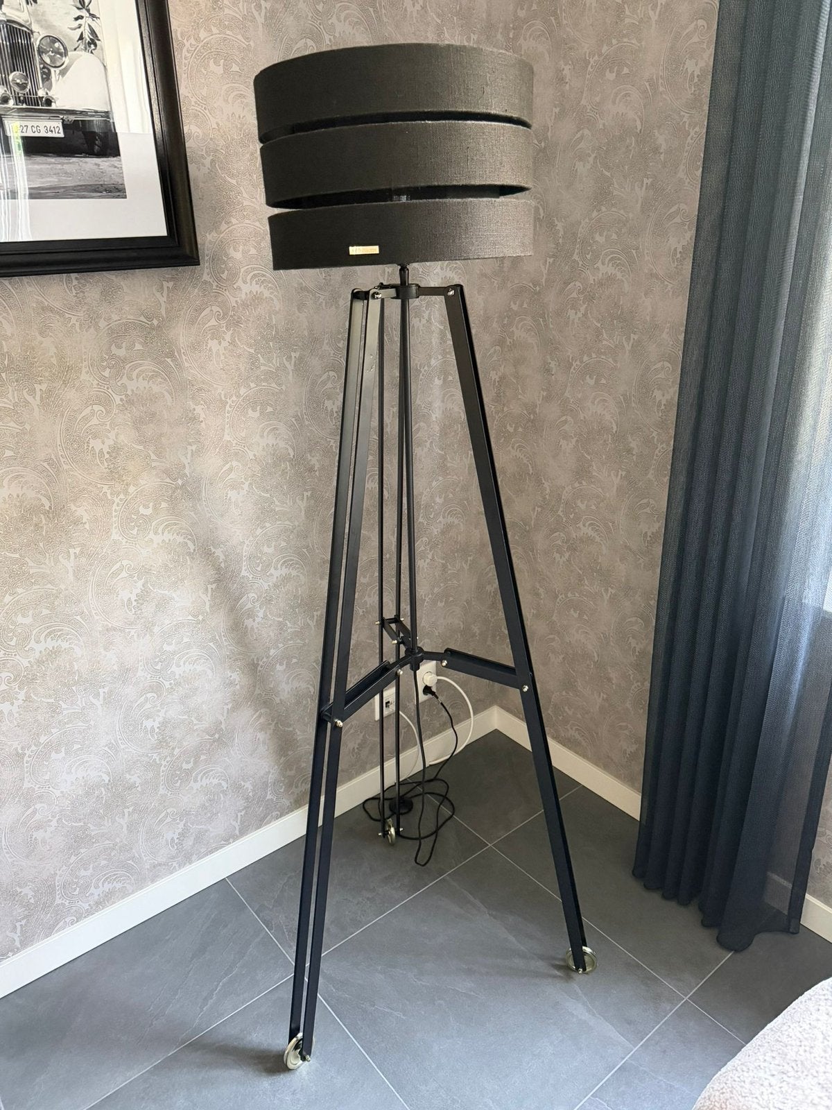 Riviera Maison Vloerlamp Zwart Metaal NIEUWSTAAT, Huis en Inrichting, Lampen | Vloerlampen, Zo goed als nieuw, 150 tot 200 cm