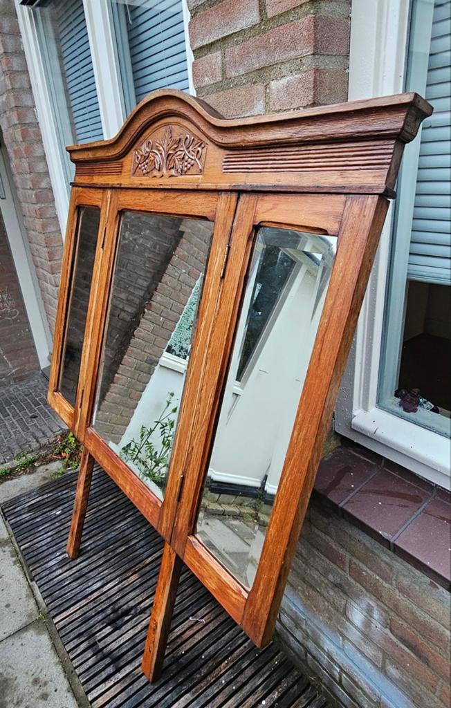 Mooie oude drieluik spiegel, Ophalen, Rechthoekig