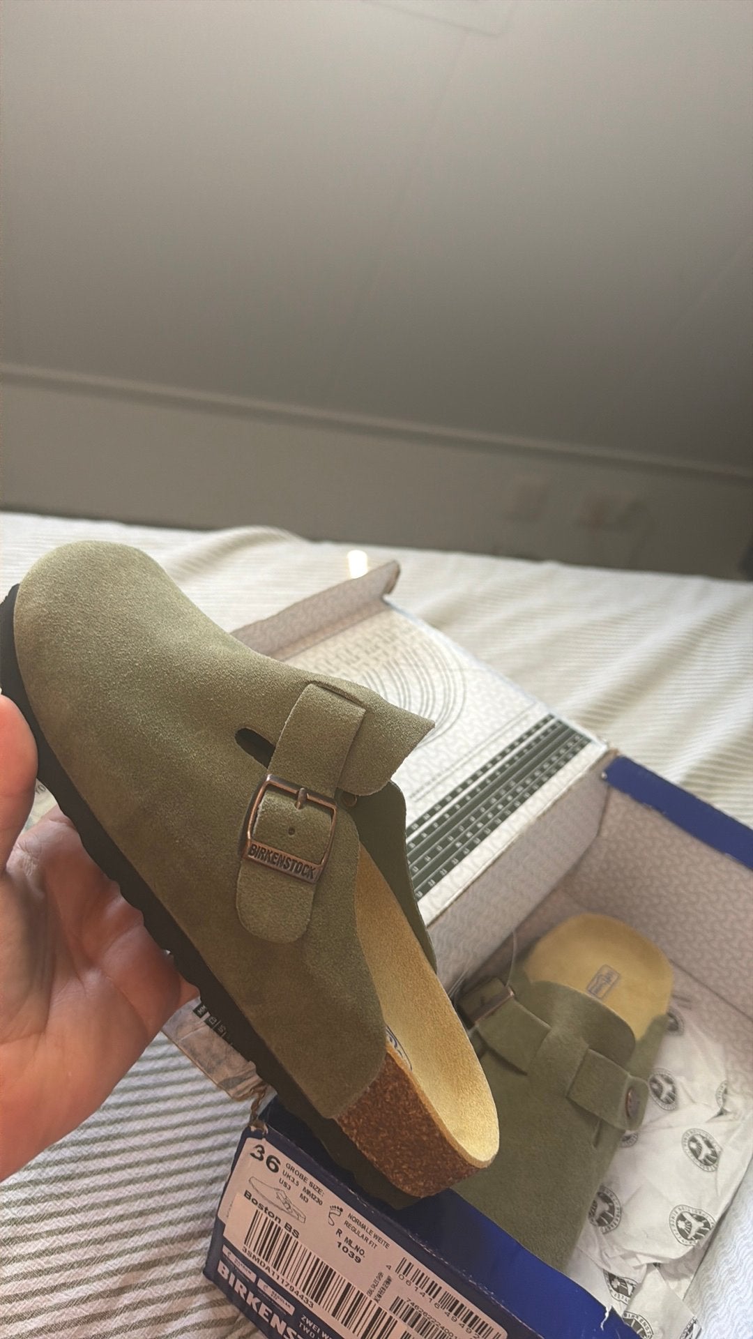 Birkenstock boston thyme groen maat 36, Ophalen of Verzenden, Zo goed als nieuw, Overige kleuren