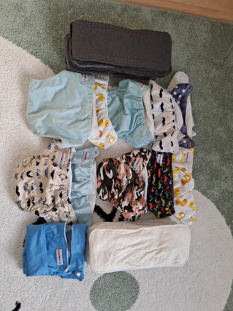 Wasbare luiers + inleggers bababoe, Ophalen of Verzenden, Gebruikt, One size