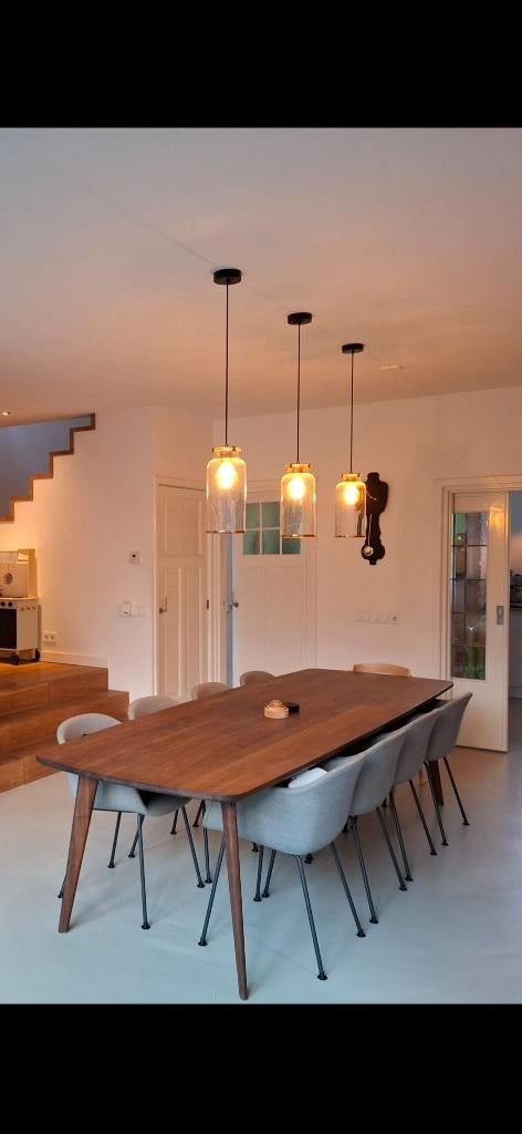 Houtmerk Fjord tafel + 8 stoelen Muuto type Fiber, Huis en Inrichting, Ophalen, Gebruikt, 200 cm of meer, 50 tot 100 cm
