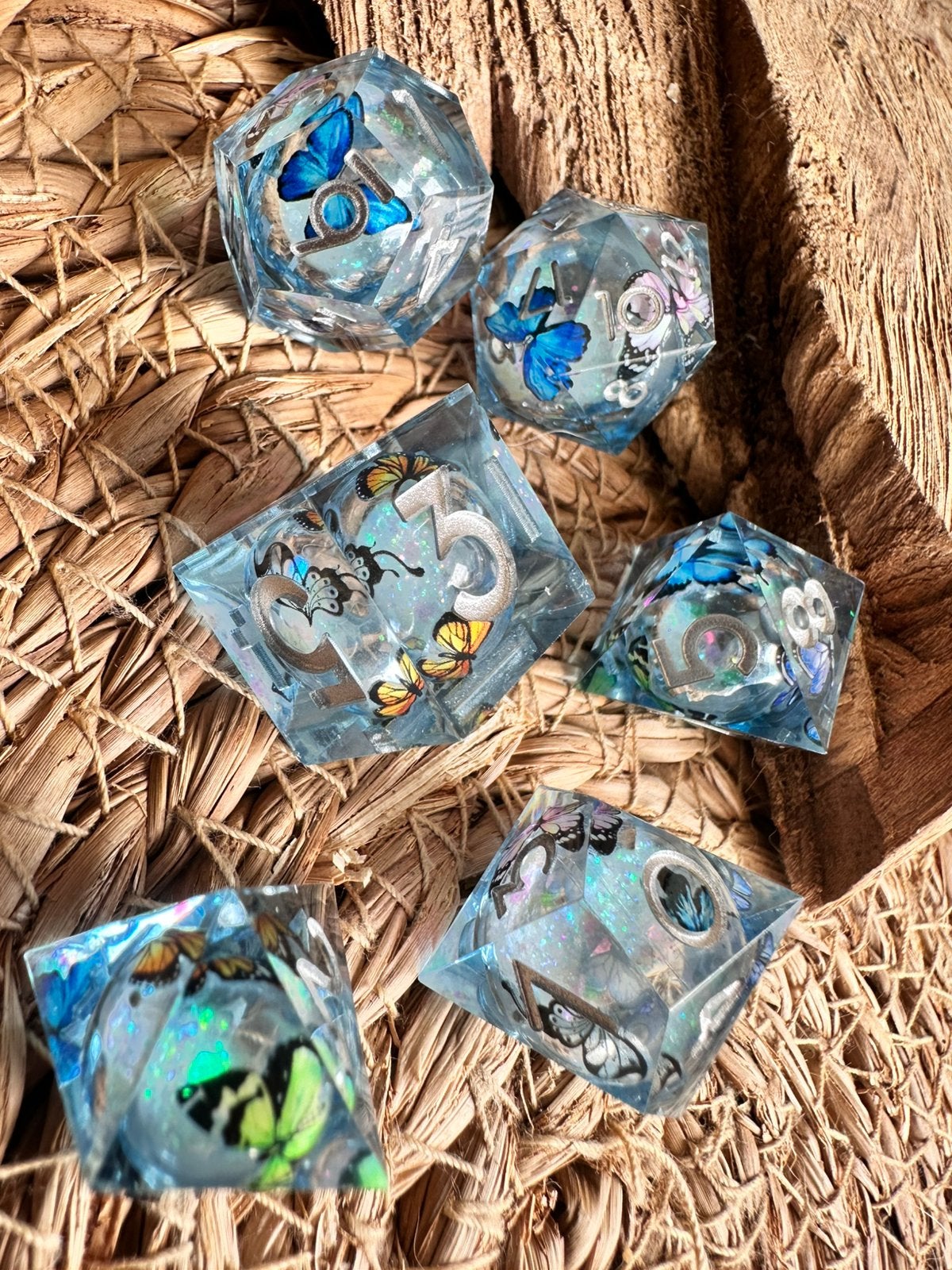 DND dice / vlinders / Dobbelstenen / RPG / D&D / Fantasy