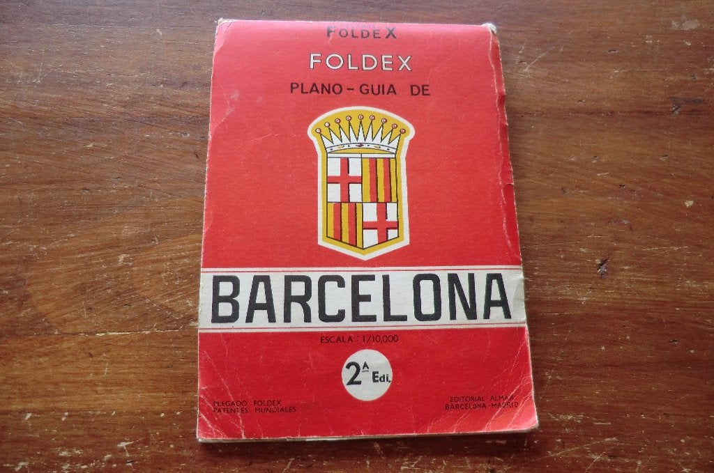 stadsplattegrond - Barcelona - foldex - 1960 / Catalonië, Boeken, Reisgidsen, Ophalen of Verzenden, Gelezen, Overige merken, Europa