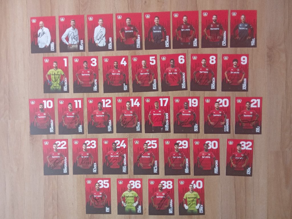 Gesigneerde 2022-2023 spelerskaarten Bayer 04 Leverkussen, Ophalen of Verzenden, Nieuw, Buitenlandse clubs, Spelerskaart