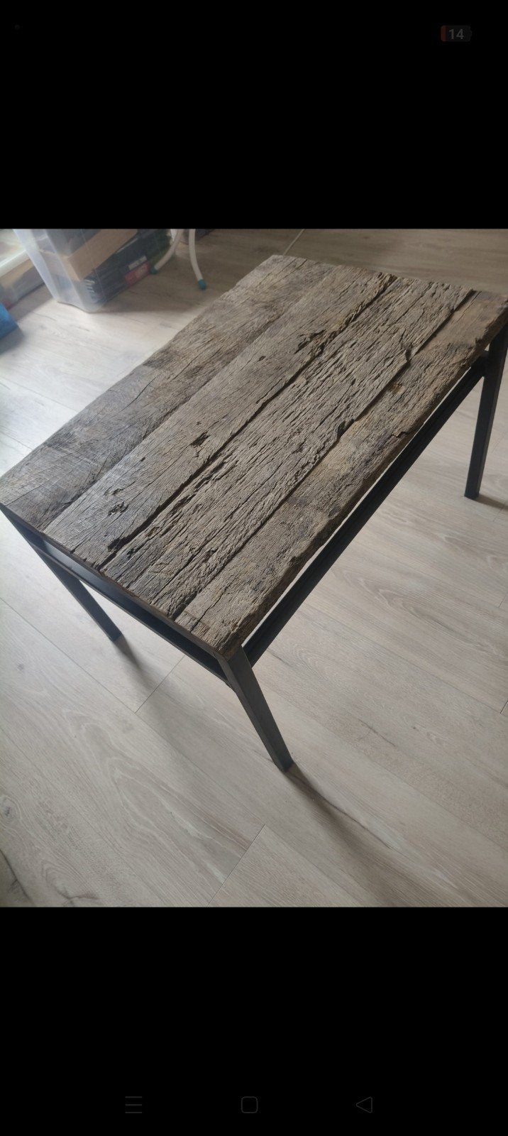 Stoere industriële salontafel, Ophalen, 50 tot 100 cm, 50 tot 100 cm, Zo goed als nieuw