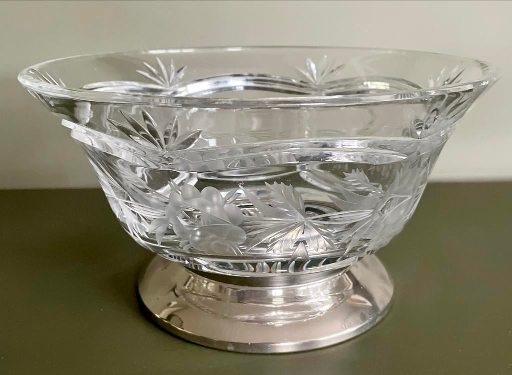 Elegante Kristallen Schaal met verzilverde Voet, Antiek en Kunst, Antiek | Glas en Kristal, Ophalen of Verzenden