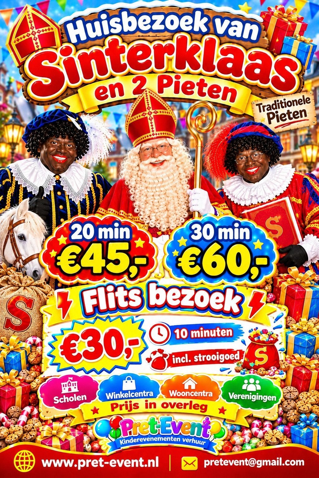 bezoek sint en 2 pieten, Ophalen of Verzenden
