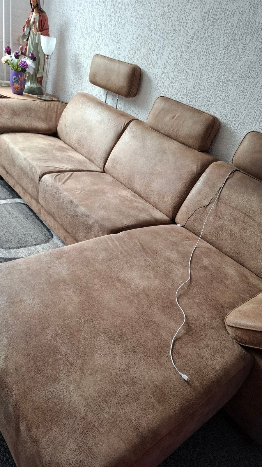 Mooie 3-zits loungebank met verstelbare leuningen, 250 tot 300 cm, Gebruikt, Hoekbank, Driepersoons