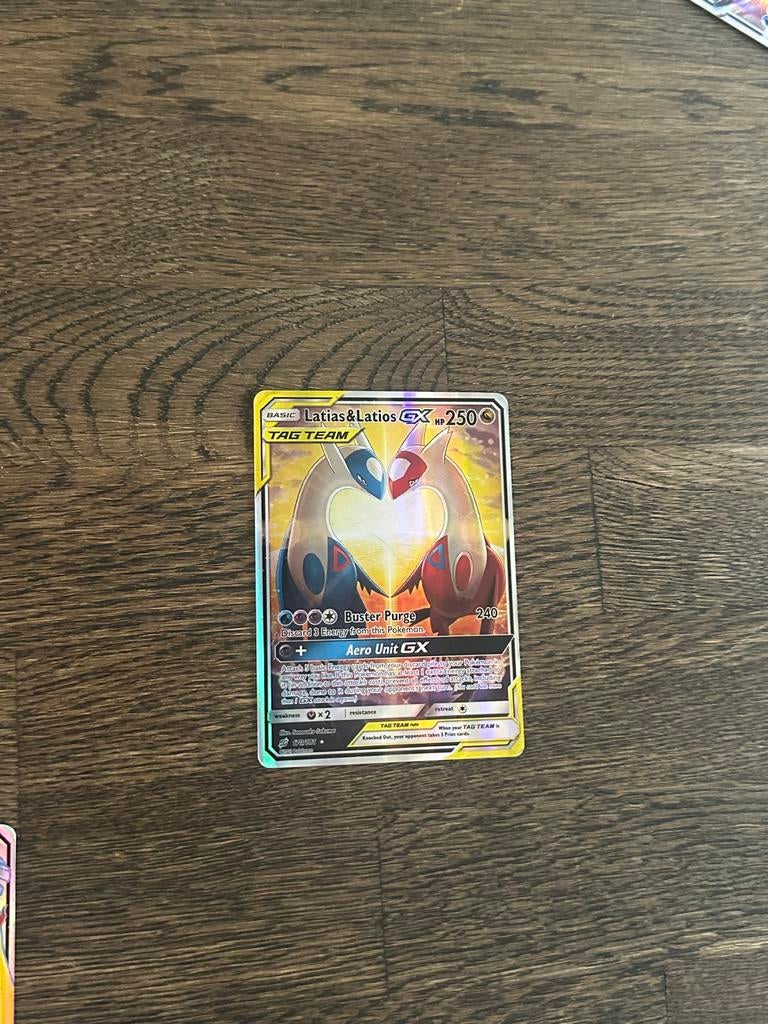 Latias & Latios GX Tag Team 170/181 Pokémon Kaart, Ophalen, Zo goed als nieuw, Losse kaart, Foil