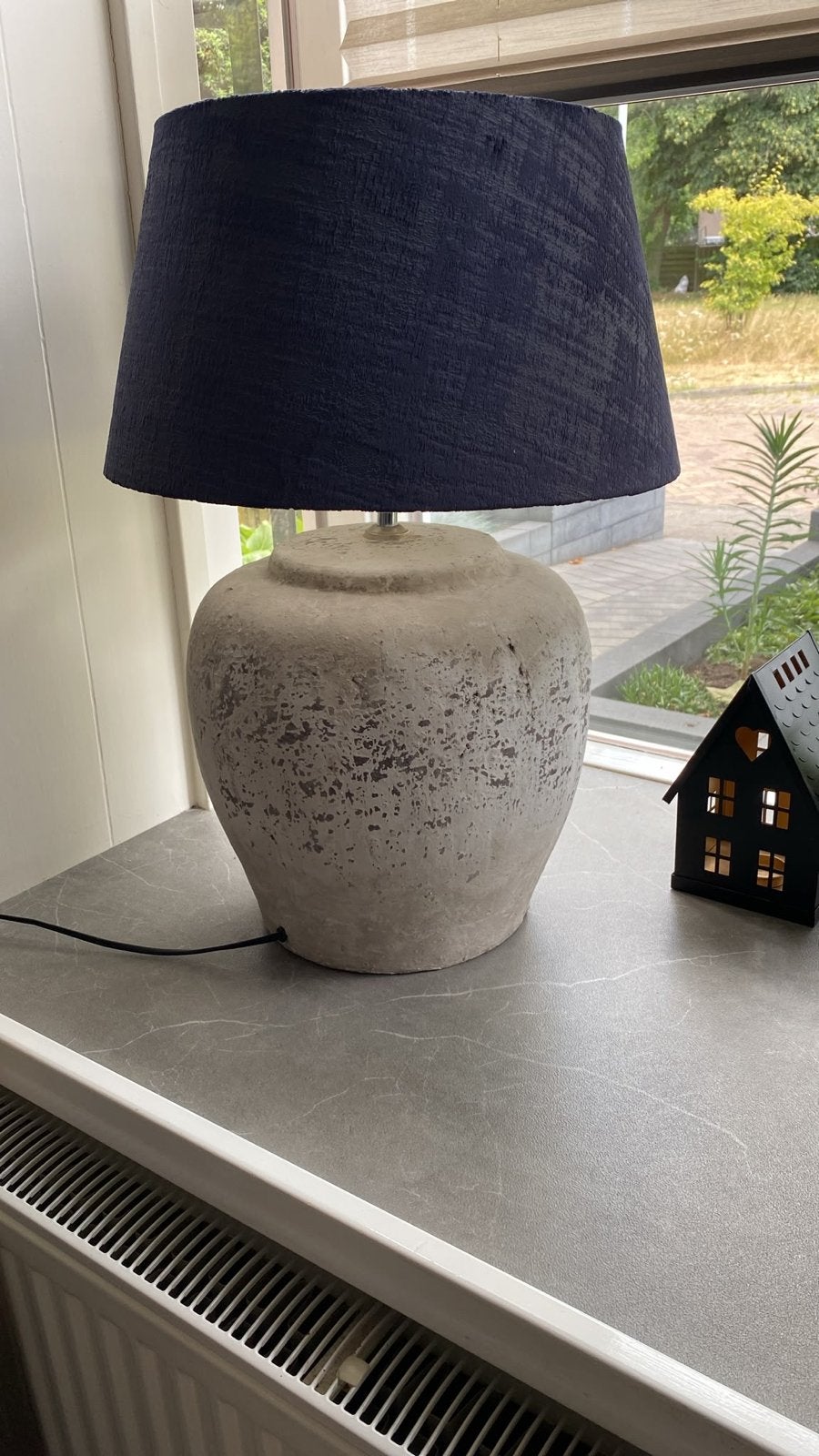 Stijlvolle tafellamp met zwarte kap, Huis en Inrichting, Ophalen, Gebruikt, Meerkleurig, Keramiek