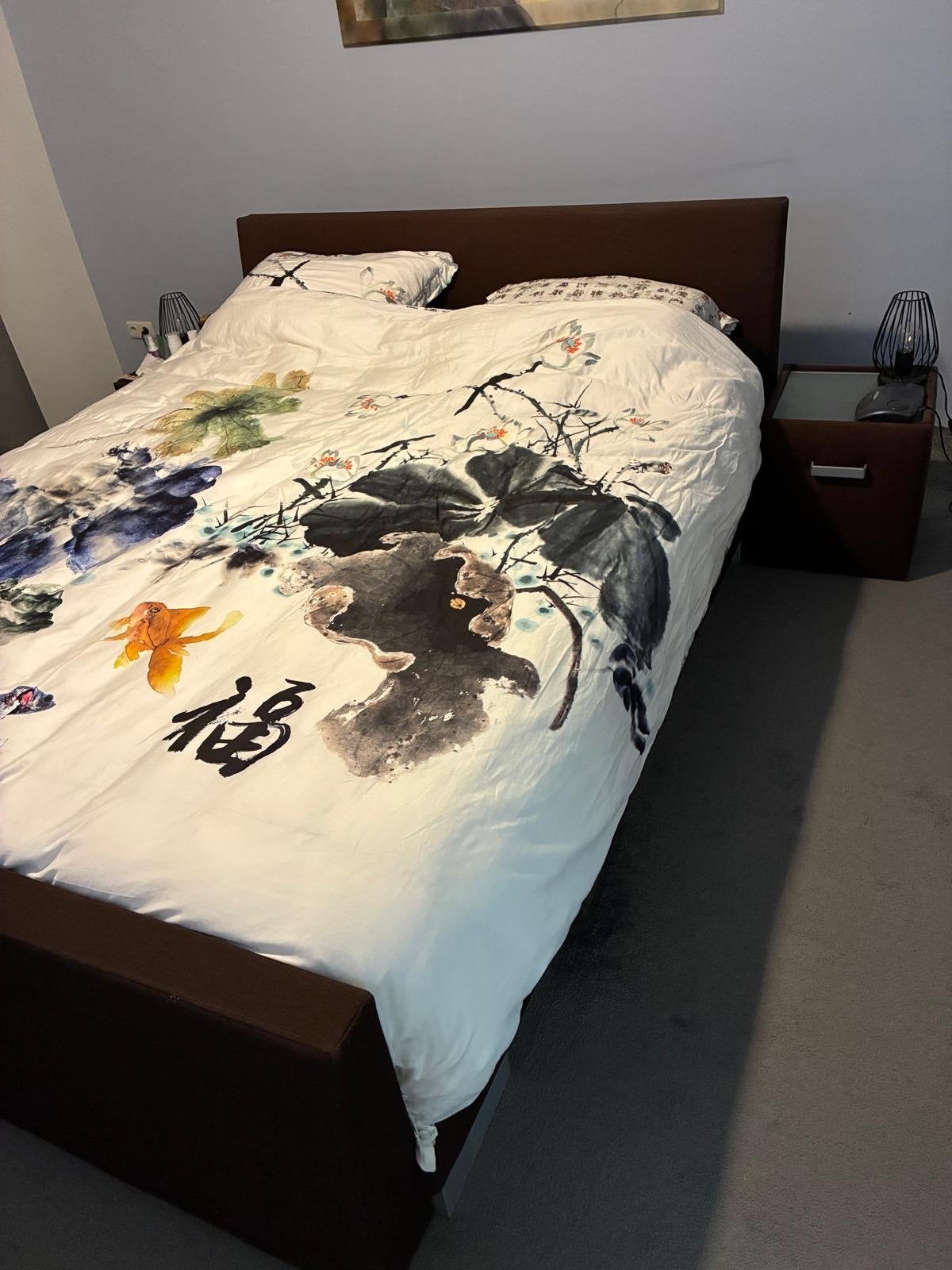 Boxspring 180x220 incl. perzona matrassen, nu op te halen, Huis en Inrichting, Slaapkamer | Bedden, Ophalen, Gebruikt, Bruin, Tweepersoons
