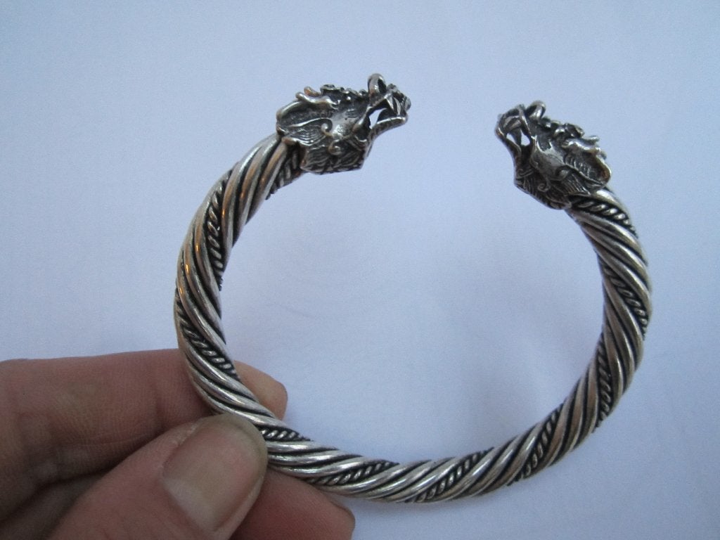 Oude Chinese handgemaakte armband met drakenkop #0583, Sieraden, Tassen en Uiterlijk, Armbanden, Ophalen of Verzenden, Gebruikt