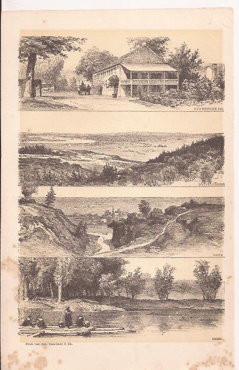 Oud Berg en Dal, Duivelsberg en Beek 2x. Schipperus ca. 1882, 10 cm, 1800 - 1899, Ophalen of Verzenden, Origineel