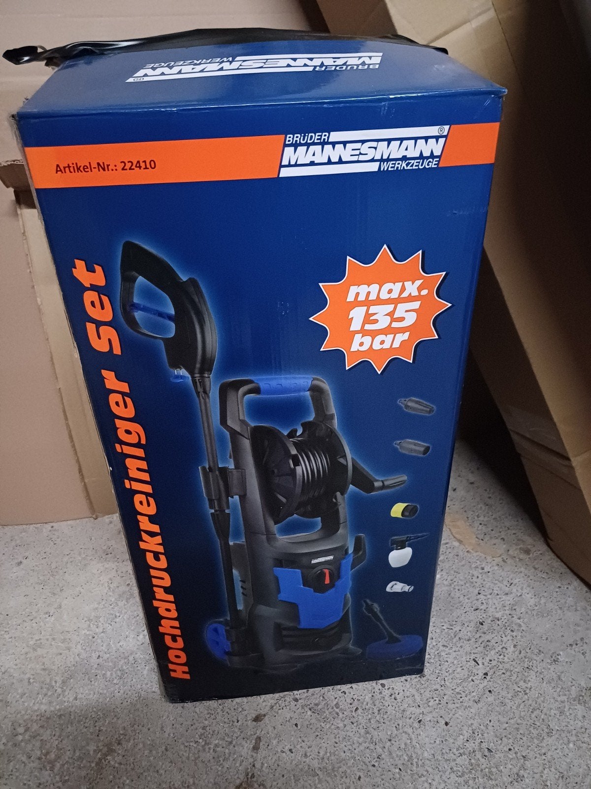 Mannesmann Hogedrukreiniger Set - Max 135 bar, Ophalen of Verzenden, Nieuw, Elektrisch, Brüder Mannesmann