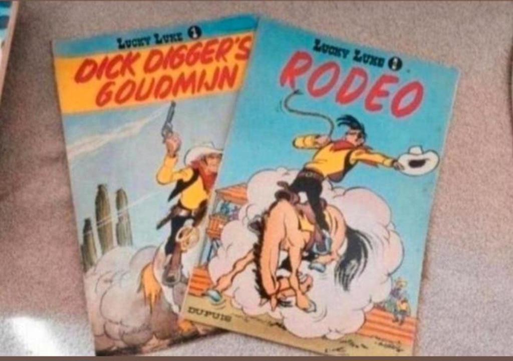 Lucky Luke Stripboeken - 4 vroege uitgaven, Boeken, Stripboeken, Gelezen, Meerdere stripboeken, Ophalen of Verzenden