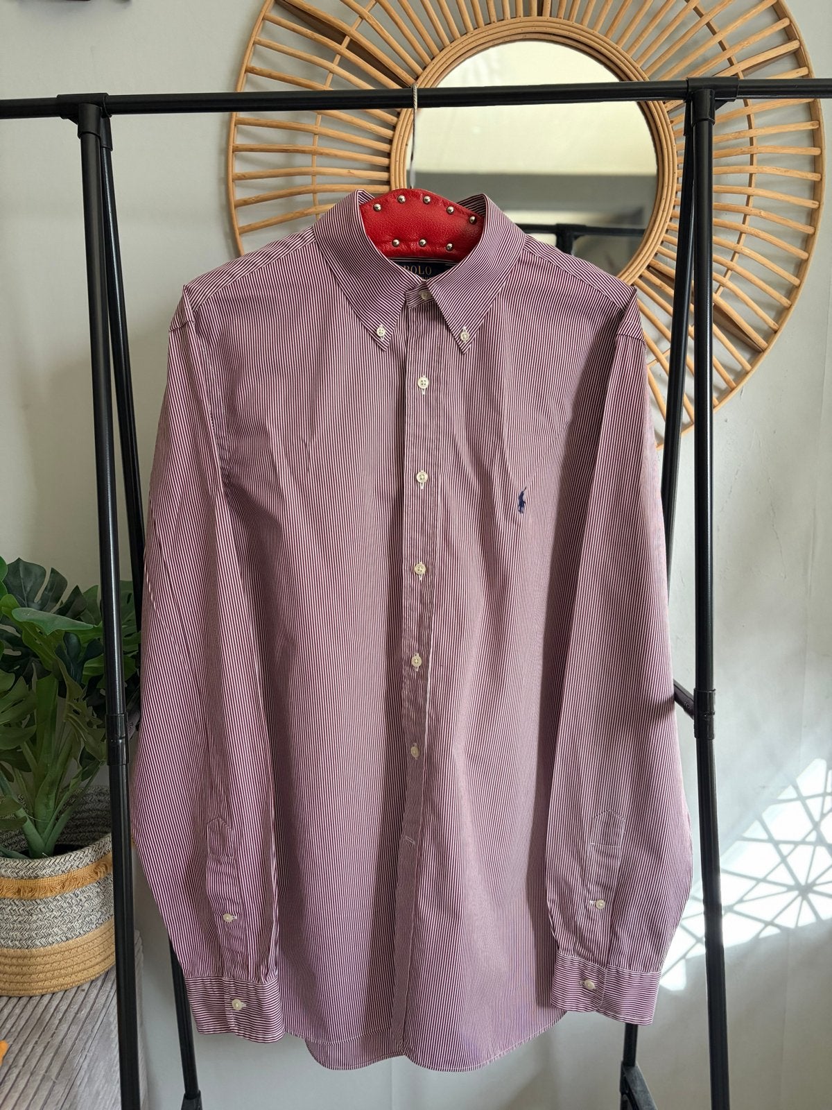 Polo Ralph Lauren Gestreept Overhemd Maat L, Ophalen of Verzenden, Nieuw, Rood, Halswijdte 41/42 (L)