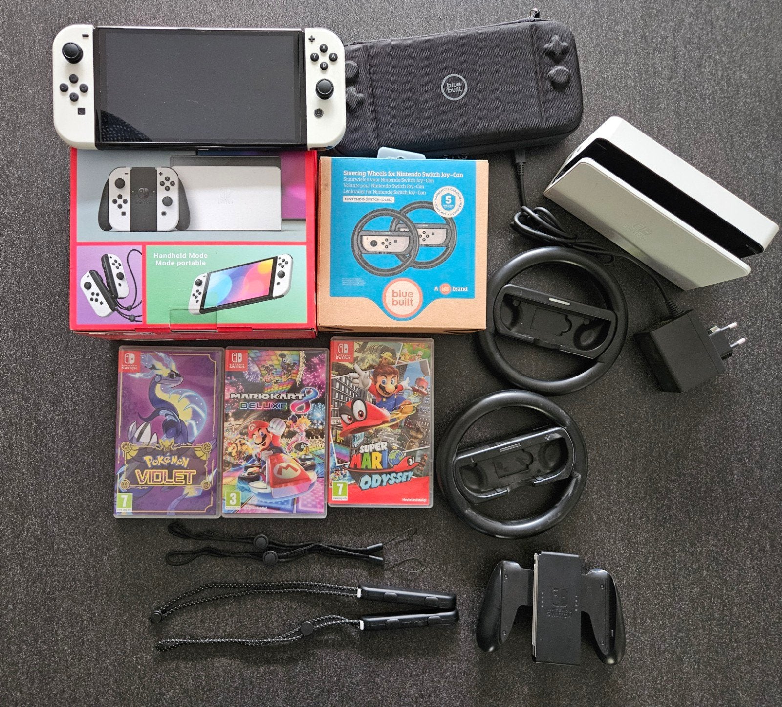Nintendo Switch OLED Wit + 3 Games & Accessoires, Switch OLED, Met games, Met 2 controllers, Ophalen of Verzenden